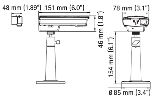 AXIS P1344 - wymiary kamery
